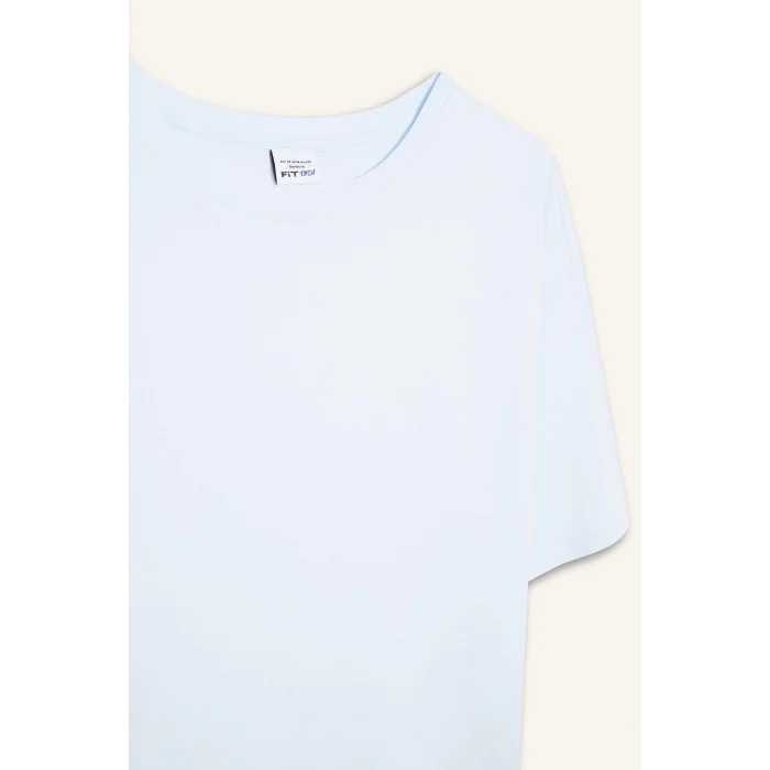 Defacto E3494 Mavi DeFactoFit Comfort Fit Bisiklet Yaka Sporcu Kısa Kollu Tişört