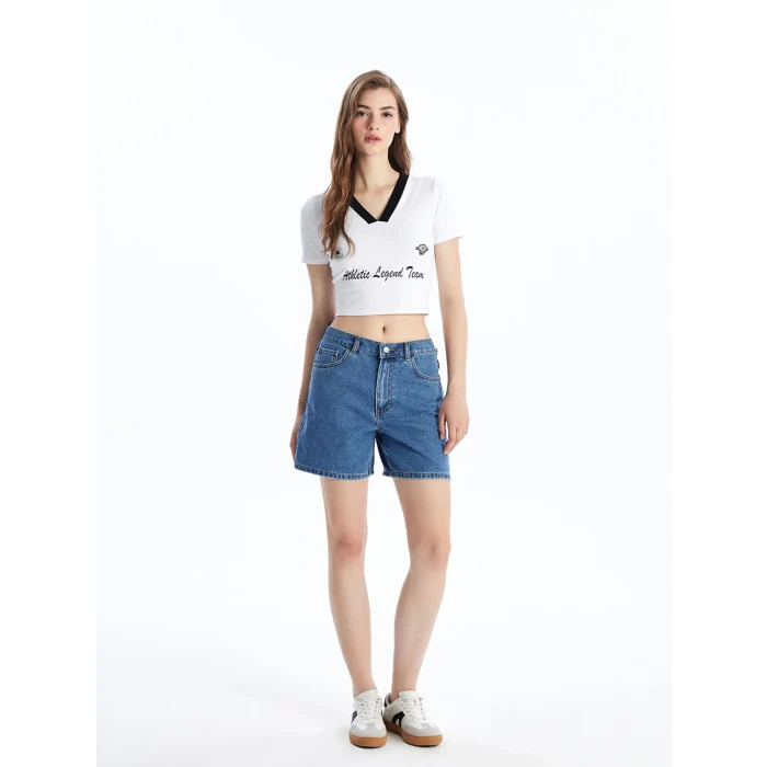 LCW Jeans Indigo Bermuda Fit Kadın Jean Şort