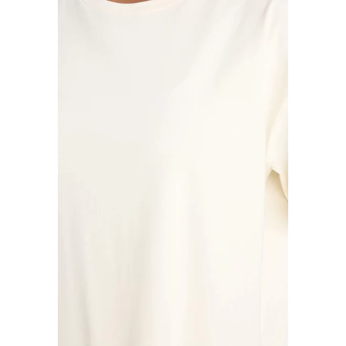 Defacto E3494 Bej DeFactoFit Comfort Fit Bisiklet Yaka Sporcu Kısa Kollu Tişört