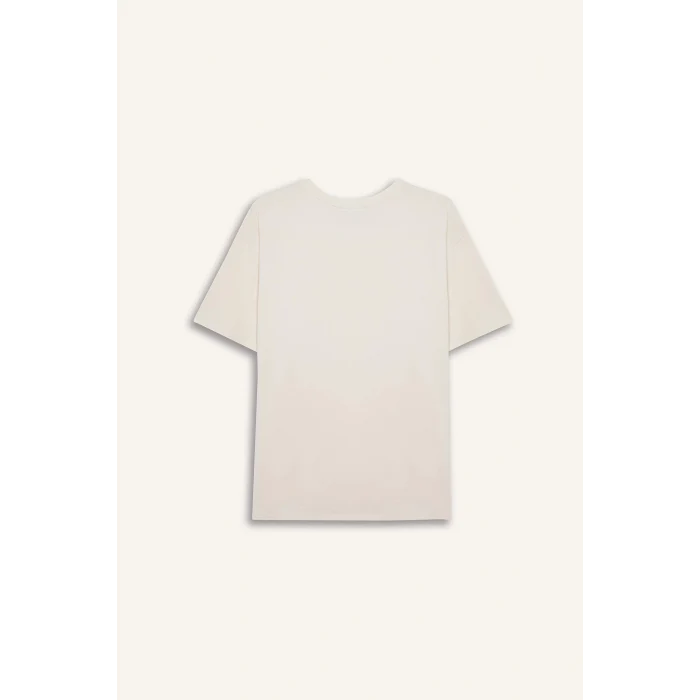 Defacto E3494 Bej DeFactoFit Comfort Fit Bisiklet Yaka Sporcu Kısa Kollu Tişört