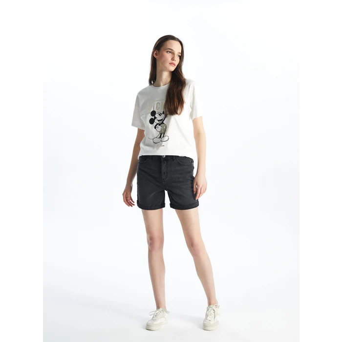 LCW Jeans Siyah Bermuda Fit Kadın Jean Şort