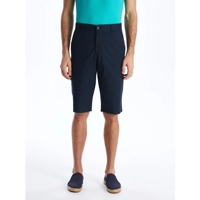 LCWAIKIKI Classic Lacivert Rahat Kalıp Gabardin Erkek Bermuda Şort