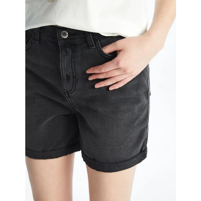 LCW Jeans Siyah Bermuda Fit Kadın Jean Şort