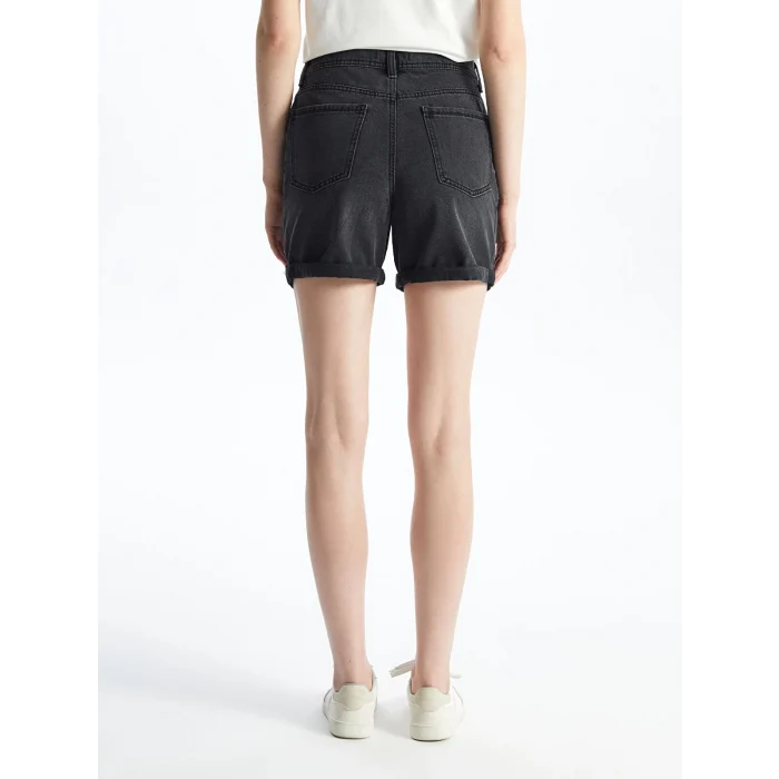LCW Jeans Siyah Bermuda Fit Kadın Jean Şort