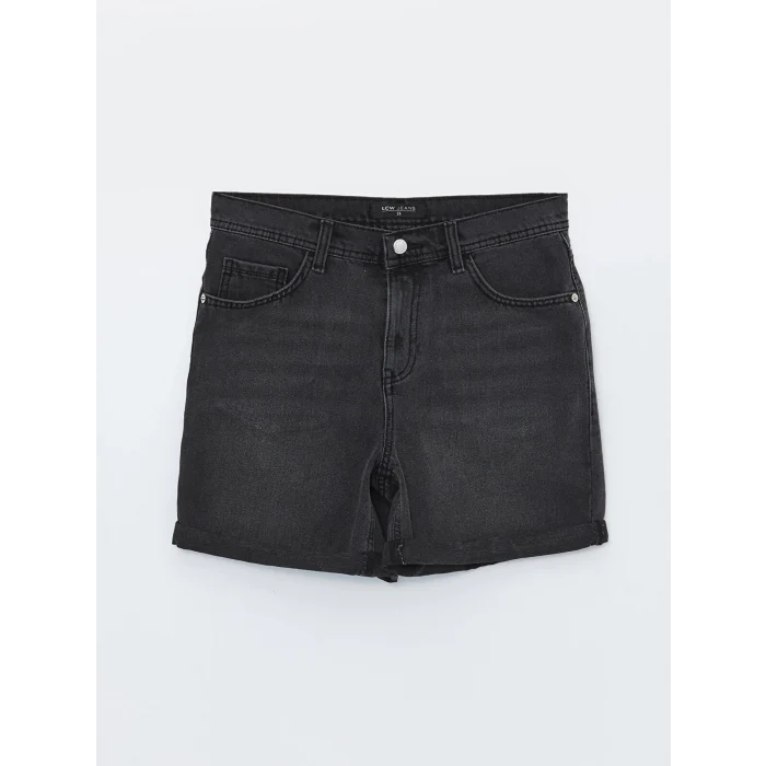 LCW Jeans Siyah Bermuda Fit Kadın Jean Şort