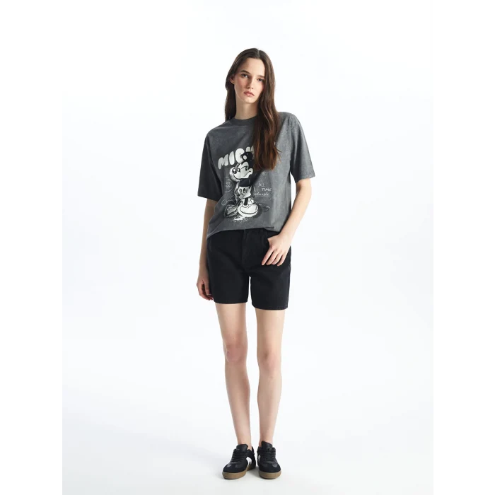 LCW Jeans Siyah Bermuda Fit Kadın Jean Şort