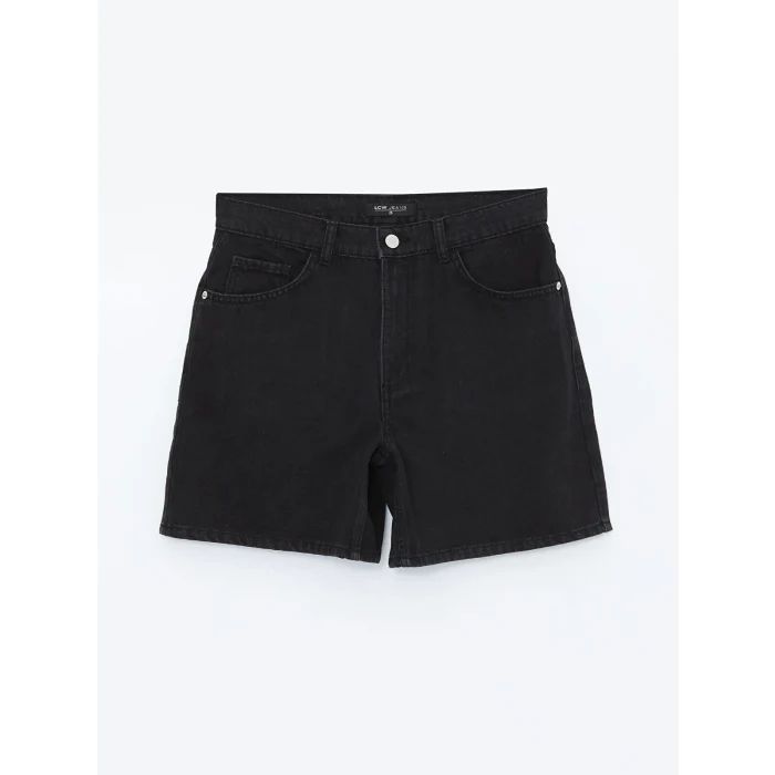 LCW Jeans Siyah Bermuda Fit Kadın Jean Şort