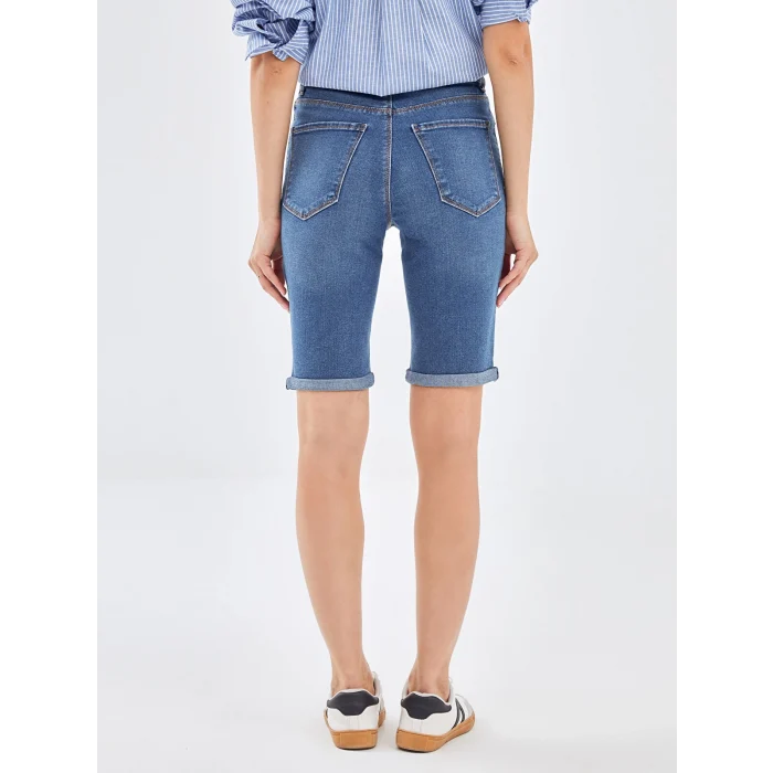 LCW Jeans Indigo Normal Bel Bermuda Fit Kadın Jean Şort