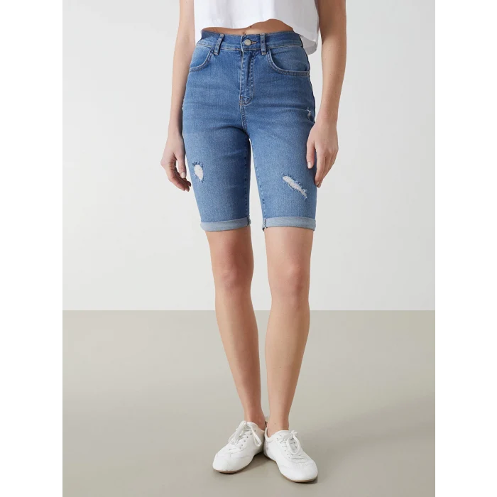 LCW Jeans Indigo Bermuda Fit Kadın Jean Şort