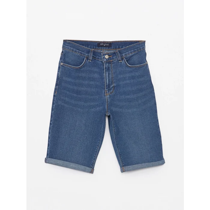 LCW Jeans Indigo Normal Bel Bermuda Fit Kadın Jean Şort