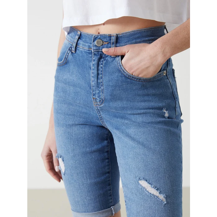 LCW Jeans Indigo Bermuda Fit Kadın Jean Şort