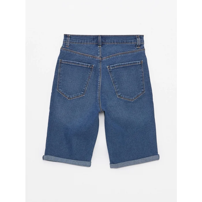 LCW Jeans Indigo Normal Bel Bermuda Fit Kadın Jean Şort