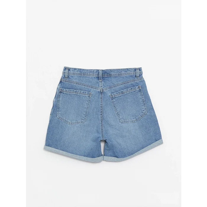 LCW Jeans Indigo Boyfriend Fit Yırtık Detaylı Kadın Jean Şort