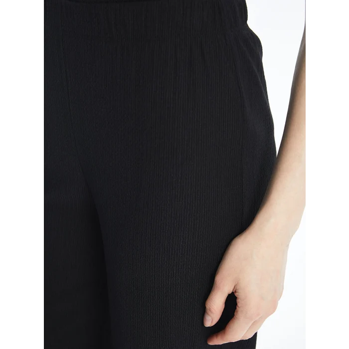 LCWAIKIKI Basic Siyah Kadın Beli Lastikli Düz Kapri