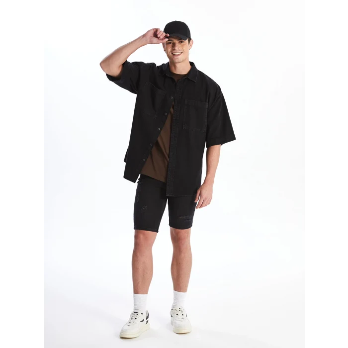 LCW Jeans Siyah Skinny Fit Erkek Jean Şort