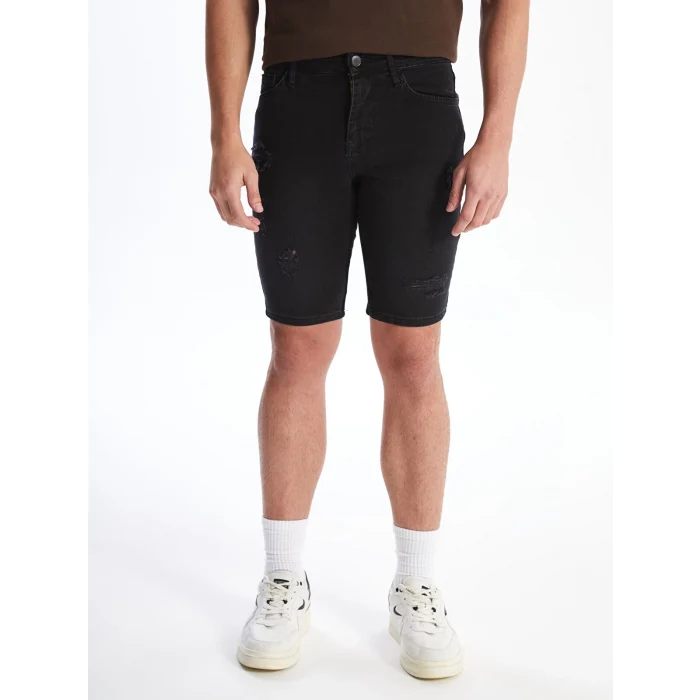 LCW Jeans Siyah Skinny Fit Erkek Jean Şort