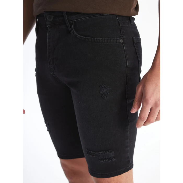 LCW Jeans Siyah Skinny Fit Erkek Jean Şort