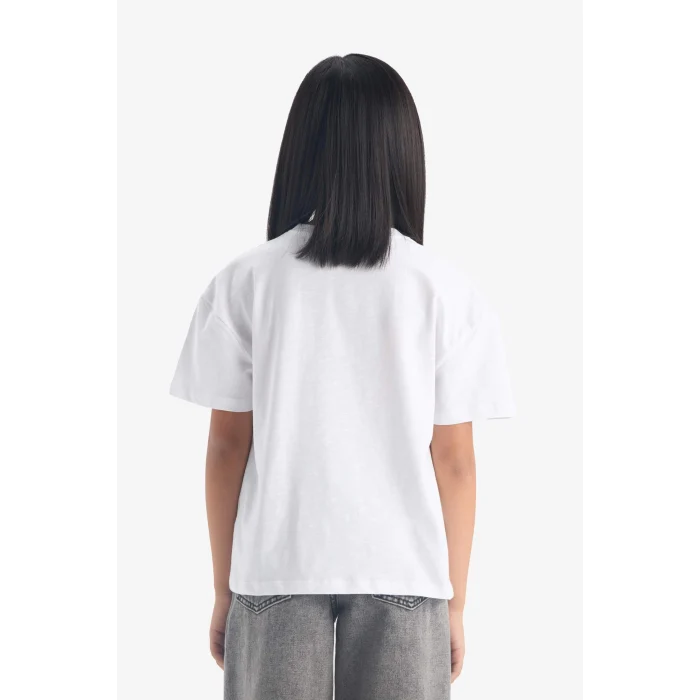 Defacto E6557 Beyaz Kız Çocuk Toy Story Relax Fit Bisiklet Yaka Kısa Kollu Tişört