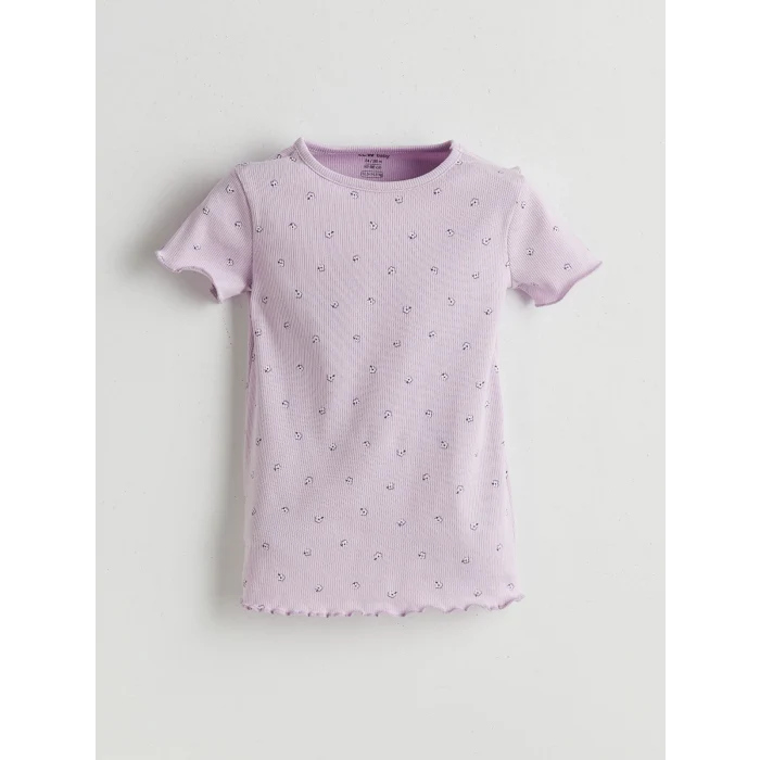 LCW baby Lila Çiçekli Kız Bebek Şortlu Pijama Takım