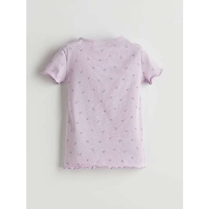 LCW baby Lila Çiçekli Kız Bebek Şortlu Pijama Takım