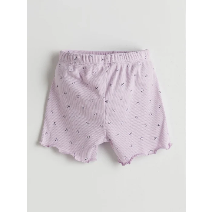 LCW baby Lila Çiçekli Kız Bebek Şortlu Pijama Takım
