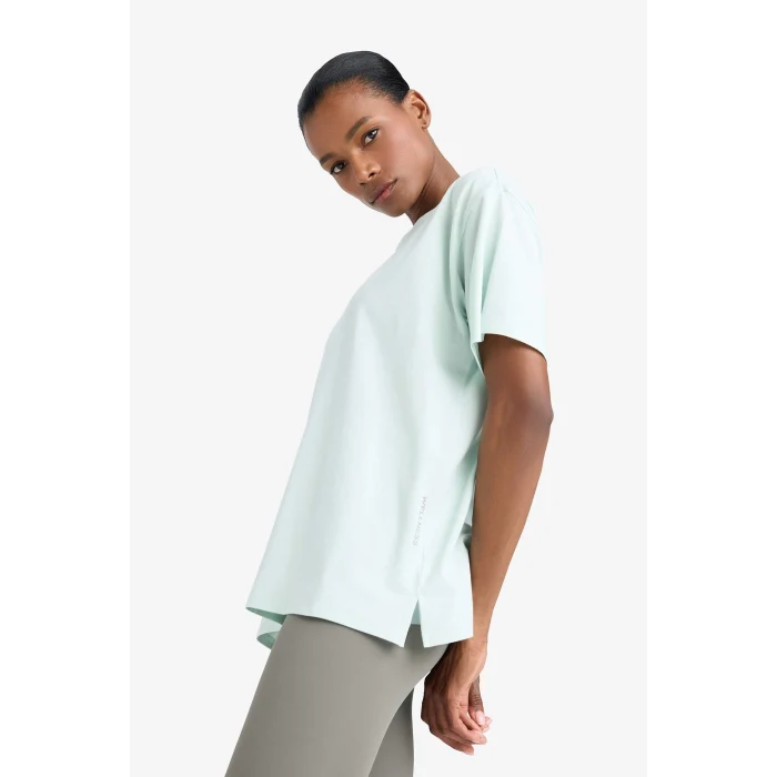 Defacto E3494 Yeşil DeFactoFit Comfort Fit Bisiklet Yaka Basic Düz  Sporcu Kısa Kollu Tişört