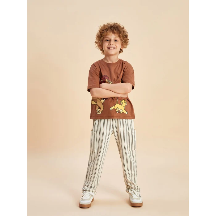 LCW Kids Bej Beli Lastikli Çizgili Erkek Çocuk Pantolon