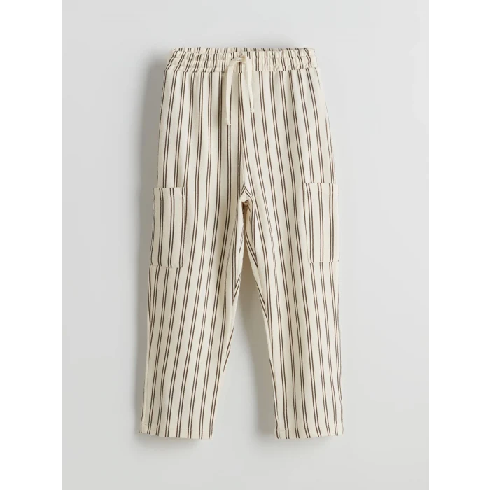 LCW Kids Bej Beli Lastikli Çizgili Erkek Çocuk Pantolon