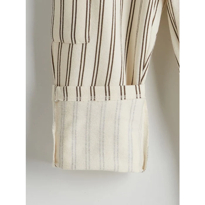 LCW Kids Bej Beli Lastikli Çizgili Erkek Çocuk Pantolon