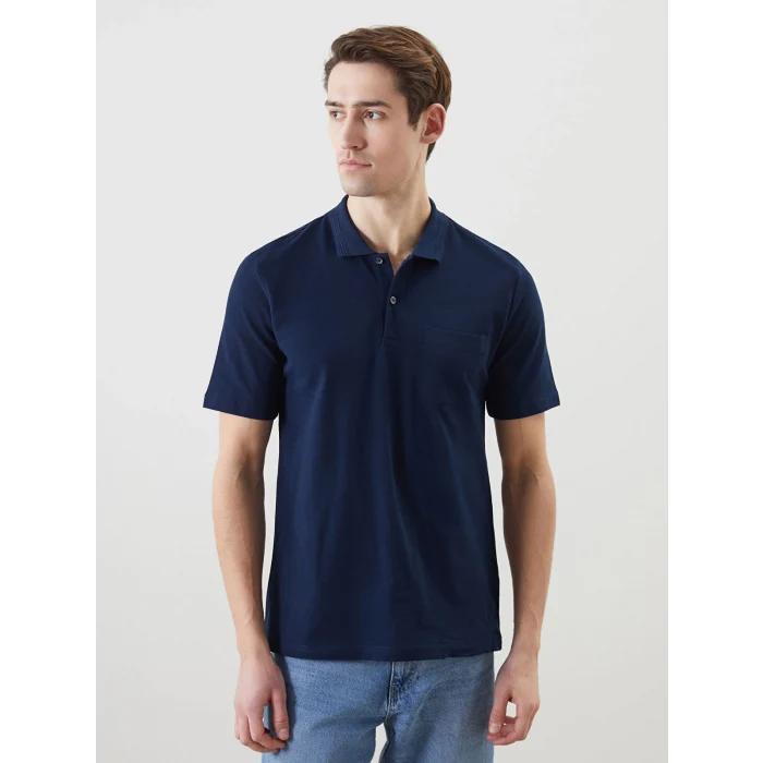 LCWAIKIKI Classic Lacivert Polo Yaka Kısa Kollu Pike Erkek Tişört