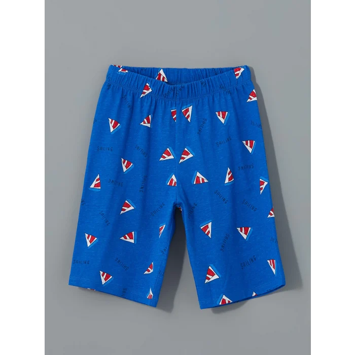 LCW Kids Beyaz Baskılı Erkek Çocuk Şortlu Pijama Takımı