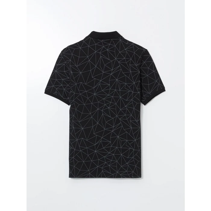 LCW Vision Siyah Polo Yaka Kısa Kollu Desenli Erkek Tişört