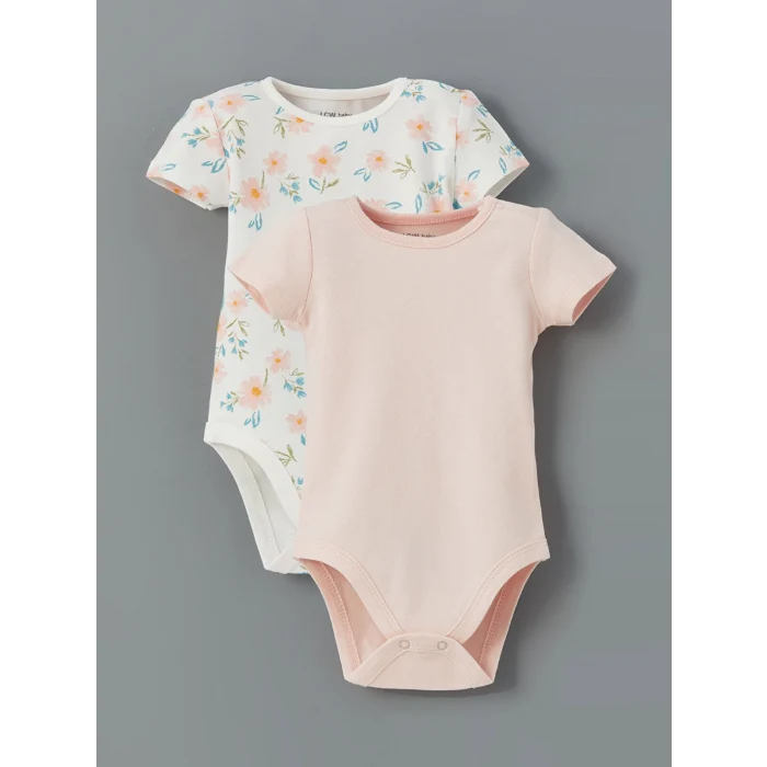 LCW baby Ekru Bisiklet Yaka Kız Bebek Çıtçıtlı Bodysuit 2li