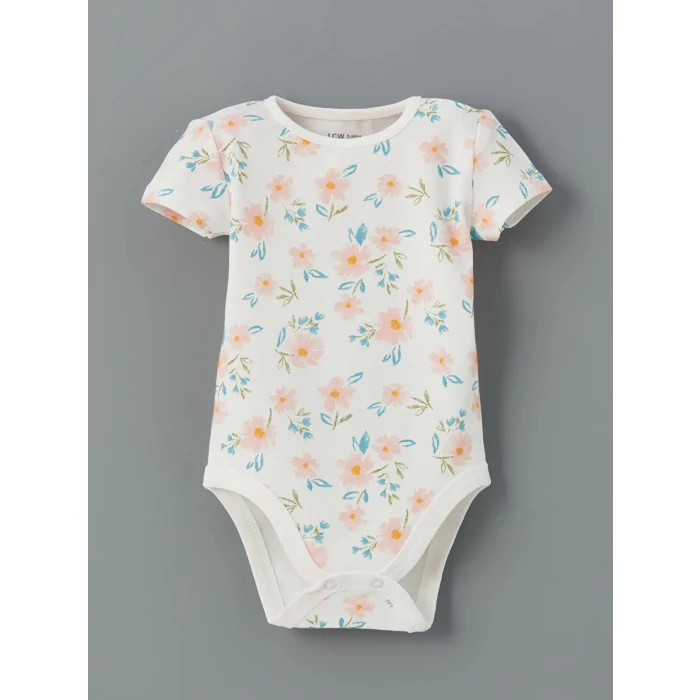 LCW baby Ekru Bisiklet Yaka Kız Bebek Çıtçıtlı Bodysuit 2li