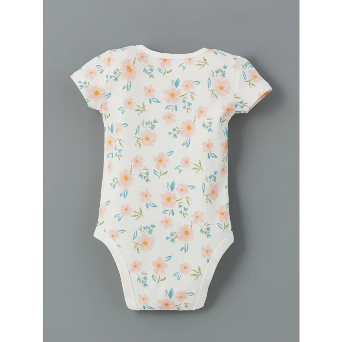 LCW baby Ekru Bisiklet Yaka Kız Bebek Çıtçıtlı Bodysuit 2li