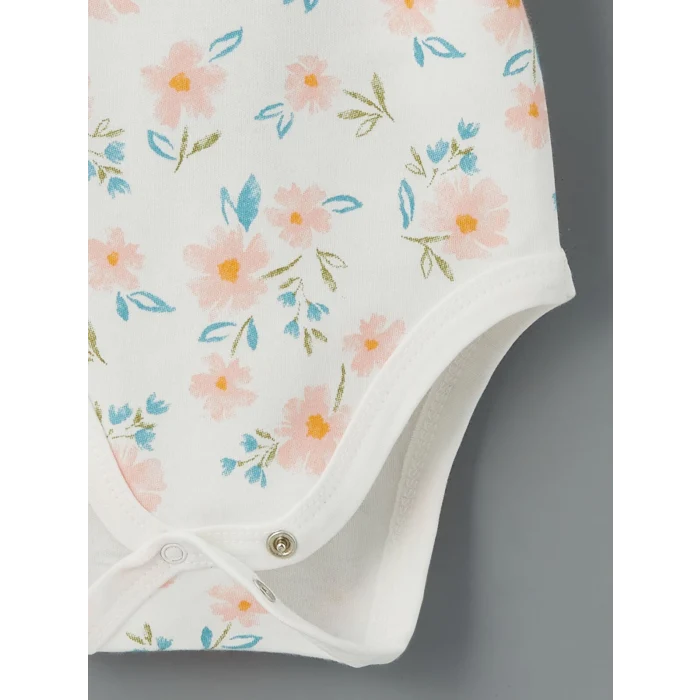 LCW baby Ekru Bisiklet Yaka Kız Bebek Çıtçıtlı Bodysuit 2li