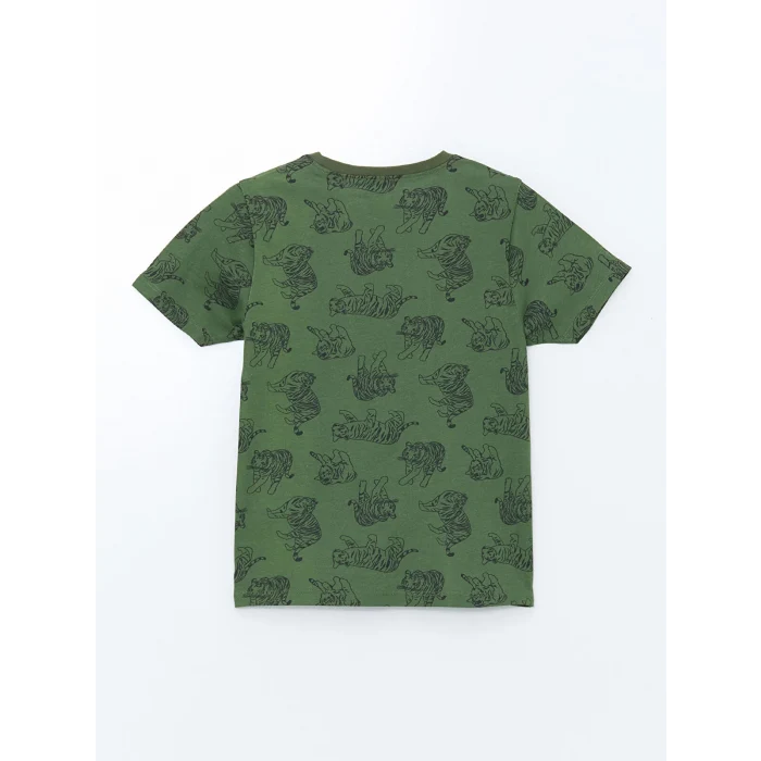 LCW Kids Yeşil Bisiklet Yaka Baskılı Erkek Çocuk Pijama Takım