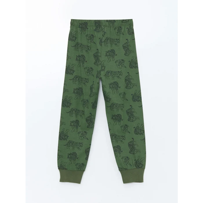 LCW Kids Yeşil Bisiklet Yaka Baskılı Erkek Çocuk Pijama Takım