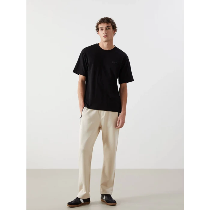 XSIDE Siyah Bisiklet Yaka Kısa Kollu Baskılı Penye Erkek Tişört