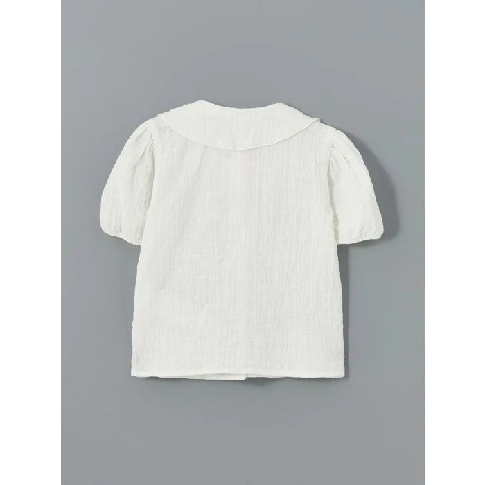 LCW Kids Beyaz Bebe Yaka Kısa Kollu Basic Kız Çocuk Gömlek