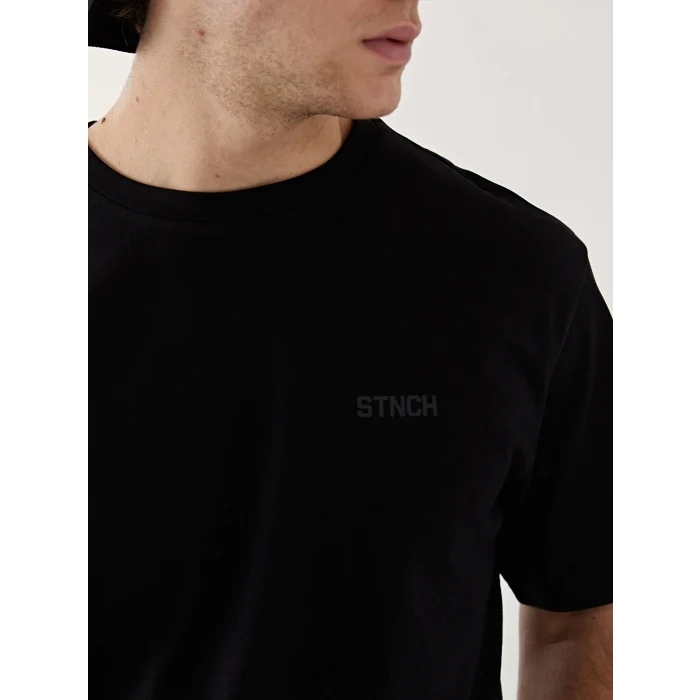 XSIDE Siyah Bisiklet Yaka Kısa Kollu Baskılı Penye Erkek Tişört