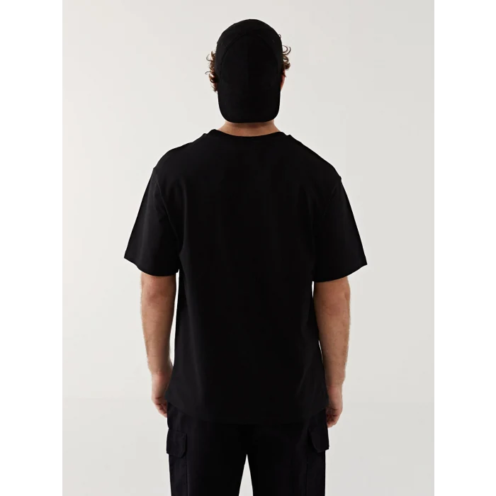 XSIDE Siyah Bisiklet Yaka Kısa Kollu Baskılı Penye Erkek Tişört