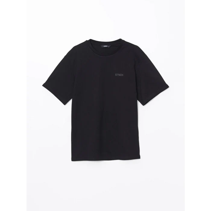 XSIDE Siyah Bisiklet Yaka Kısa Kollu Baskılı Penye Erkek Tişört