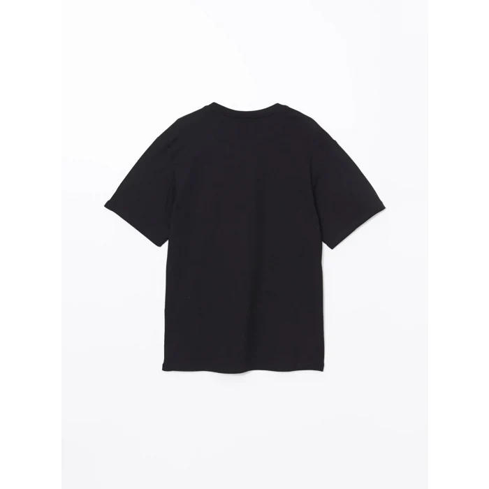 XSIDE Siyah Bisiklet Yaka Kısa Kollu Baskılı Penye Erkek Tişört