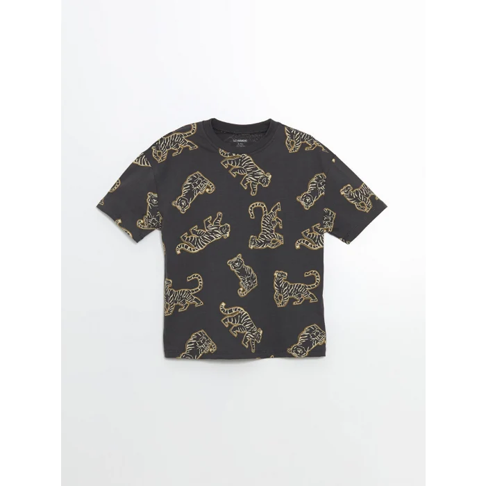 LCW Kids Antrasit Baskılı Erkek Çocuk Tişört ve Salopet 2li