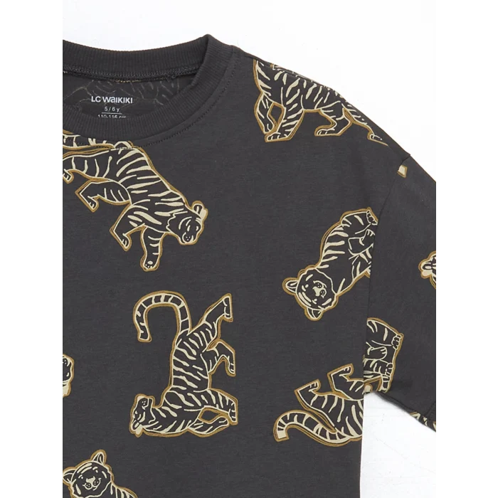 LCW Kids Antrasit Baskılı Erkek Çocuk Tişört ve Salopet 2li