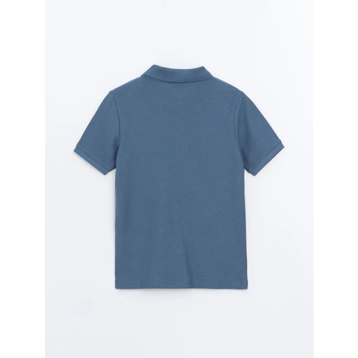 LCW Kids Mavi Polo Yaka Dokulu Erkek Çocuk Tişört