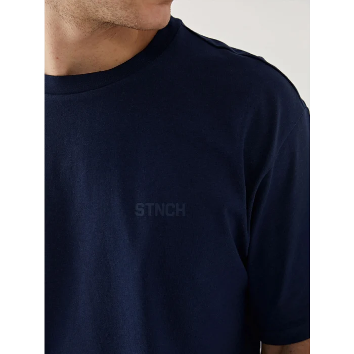 XSIDE Lacivert Bisiklet Yaka Kısa Kollu Baskılı Penye Erkek Tişört