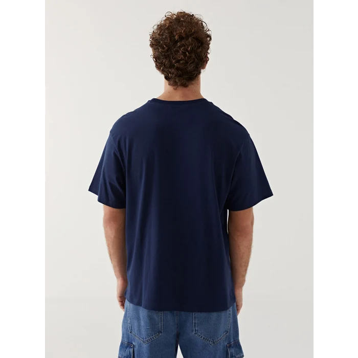 XSIDE Lacivert Bisiklet Yaka Kısa Kollu Baskılı Penye Erkek Tişört