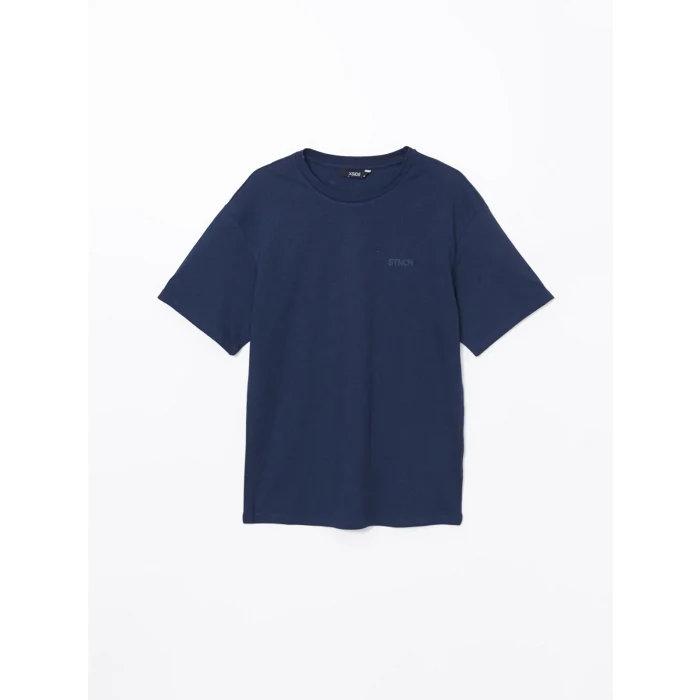 XSIDE Lacivert Bisiklet Yaka Kısa Kollu Baskılı Penye Erkek Tişört